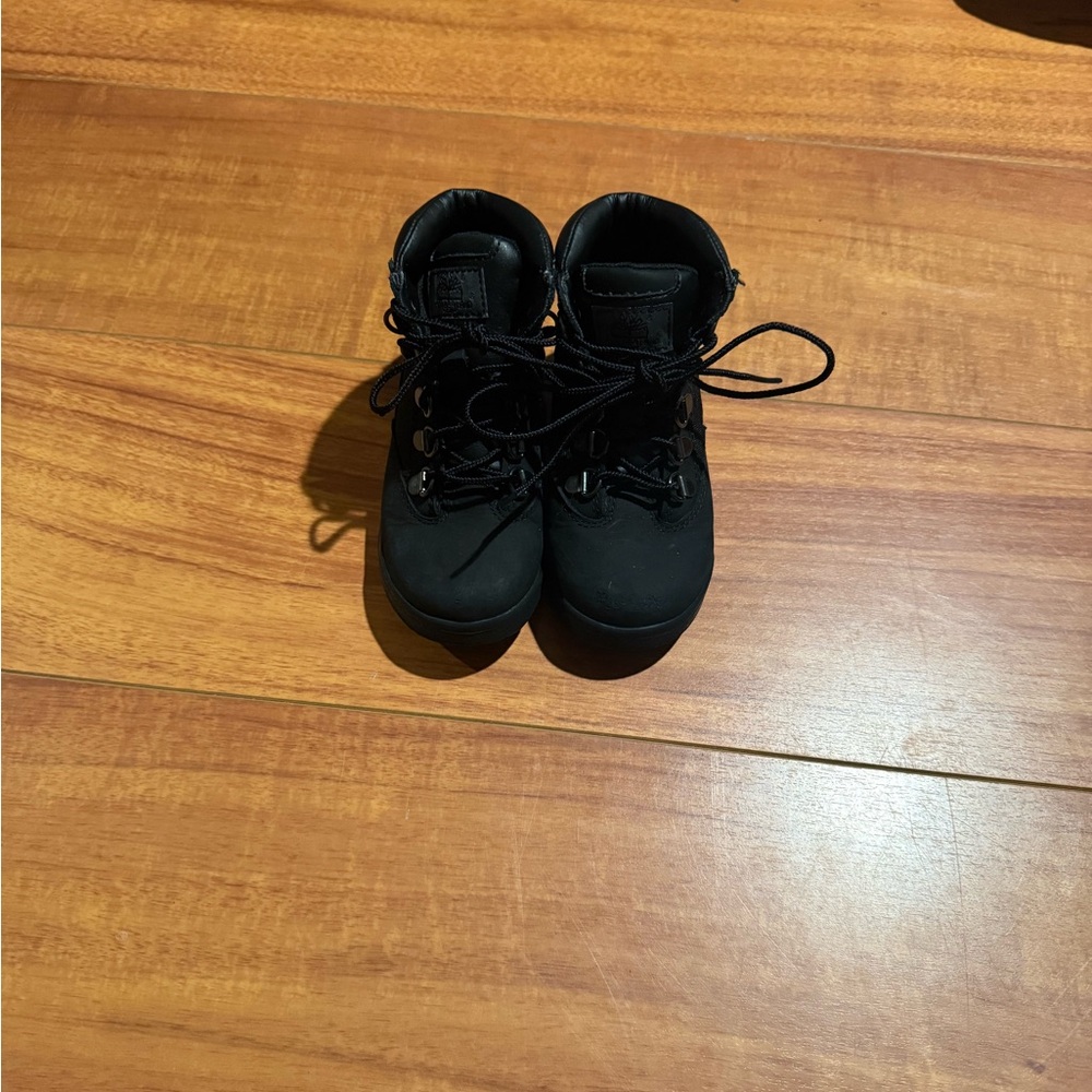 Kids Black Timberland Lace-Up Boots